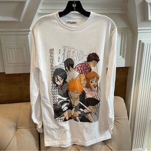 BLEACH Characters Long-Sleeve T-Shirt Mens Small White : BV